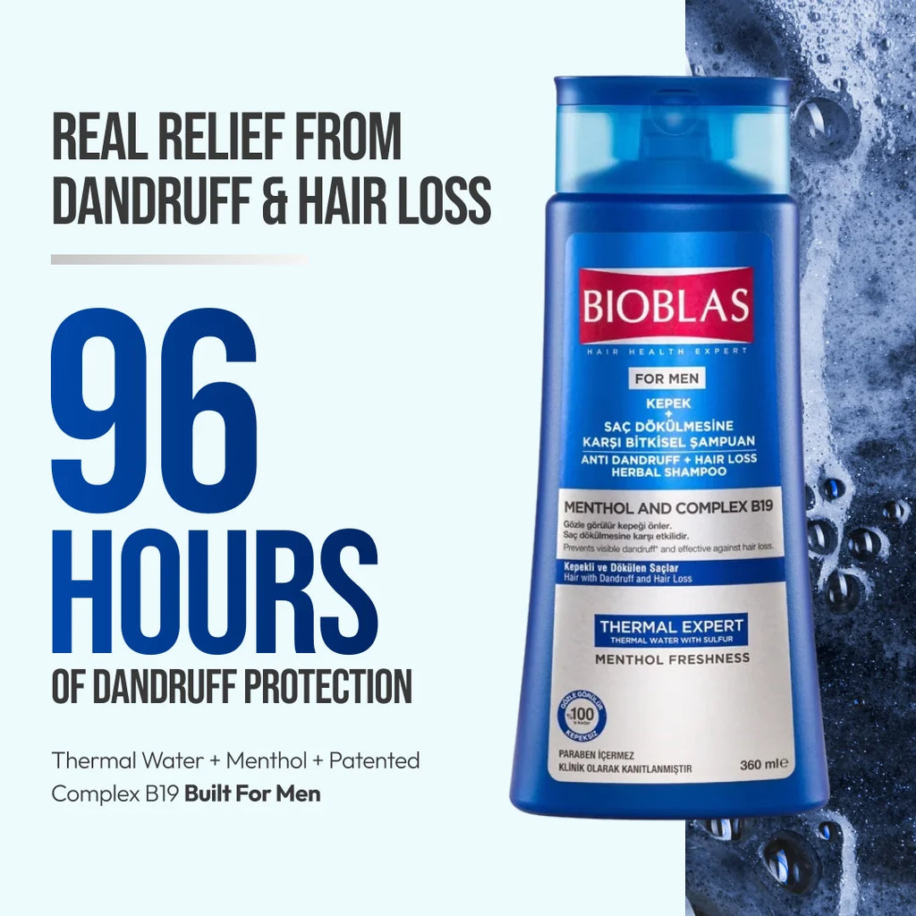 Bioblas For Men Anti-Dandruff & Hair Loss Shampoo (Menthol & Complex B19)